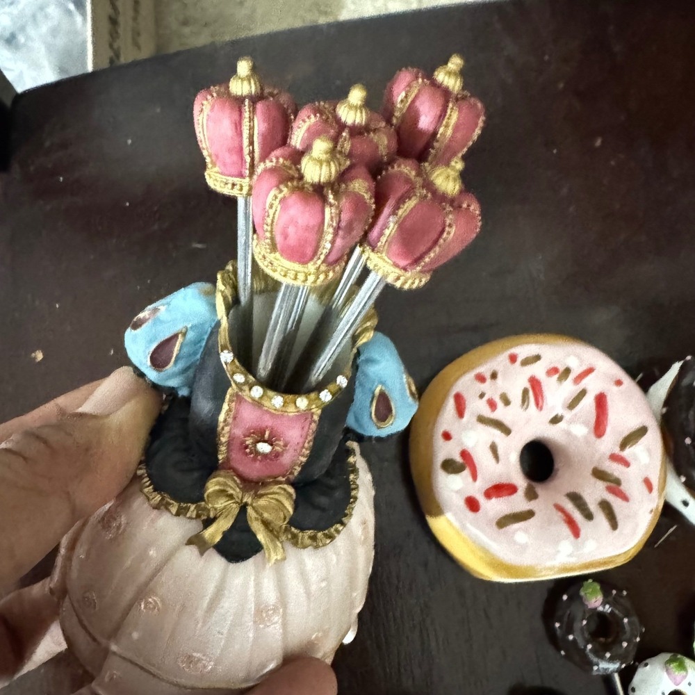 super cute Ceramic Donut Mug Appetizer Picks and Princess Toothpick Set